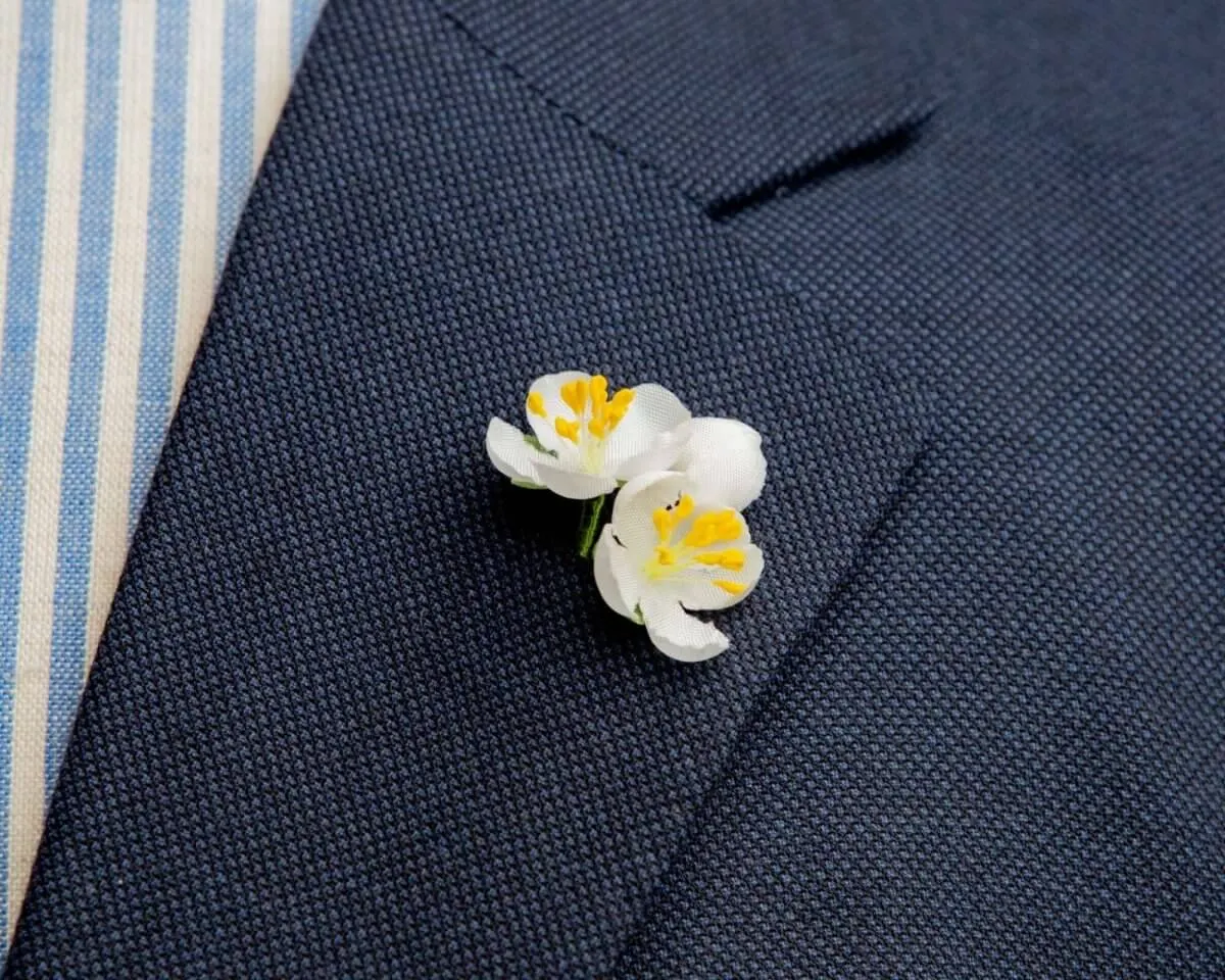Boutonnière Kirschblüte Weiß 3er (jap. sakura) - Ansicht 4