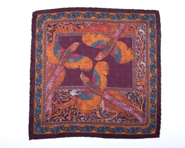 Einstecktuch Birds Wine Red