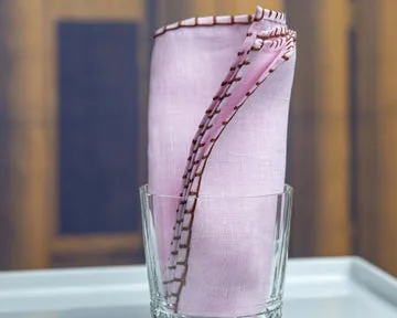 Einstecktuch Leinen Rosa Braun