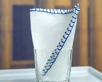 Einstecktuch Leinen Weiß Blau