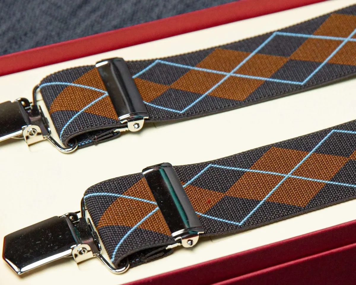 Hosenträger Flex Argyle Brown Clips