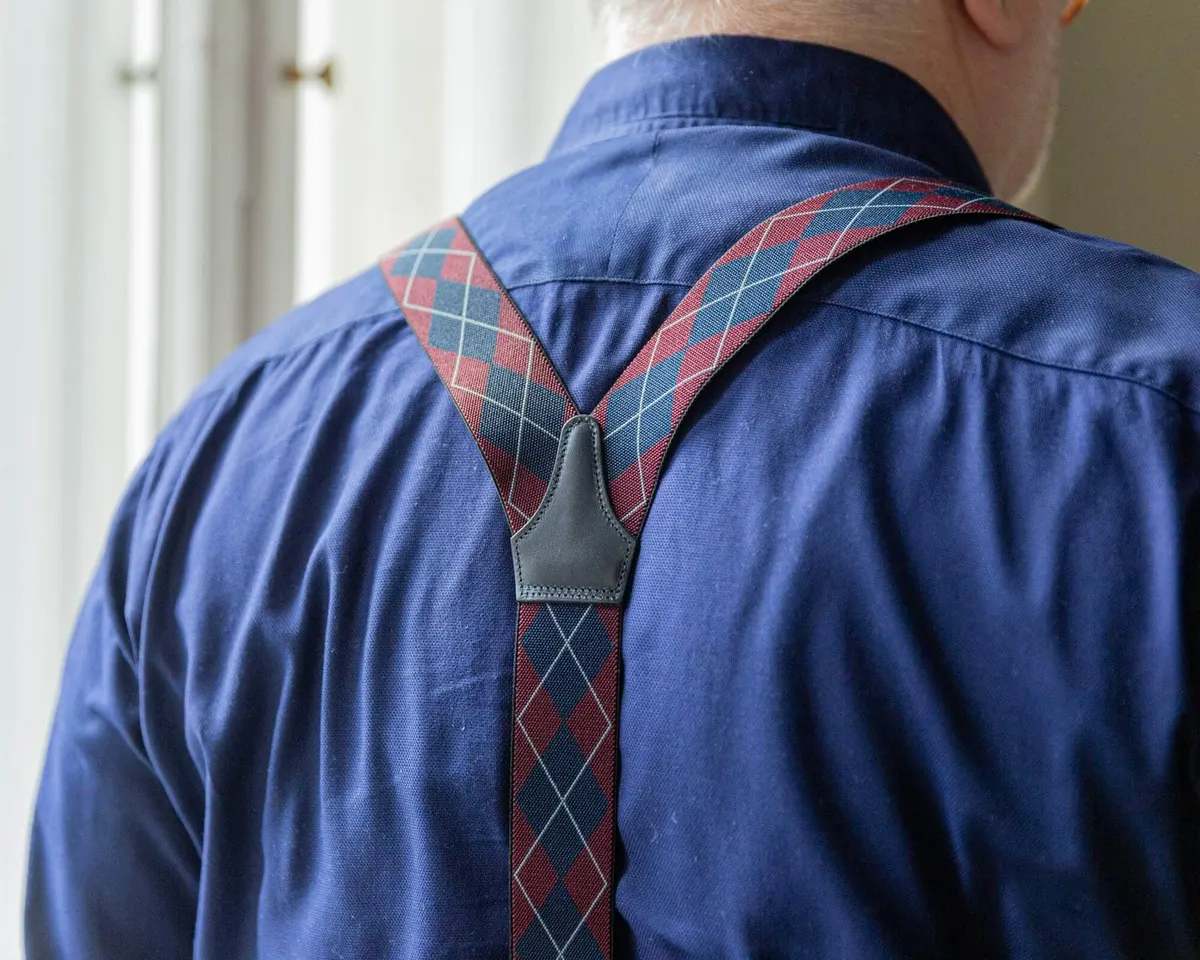 Hosenträger Flex Argyle Wine Red Clips - Ansicht 2
