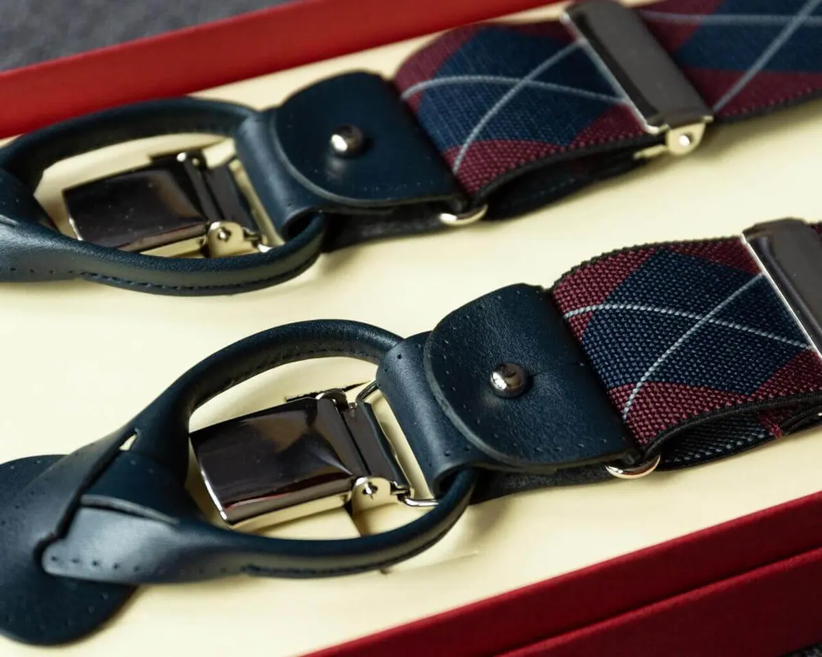 Hosenträger Flex Argyle Wine Red Combine