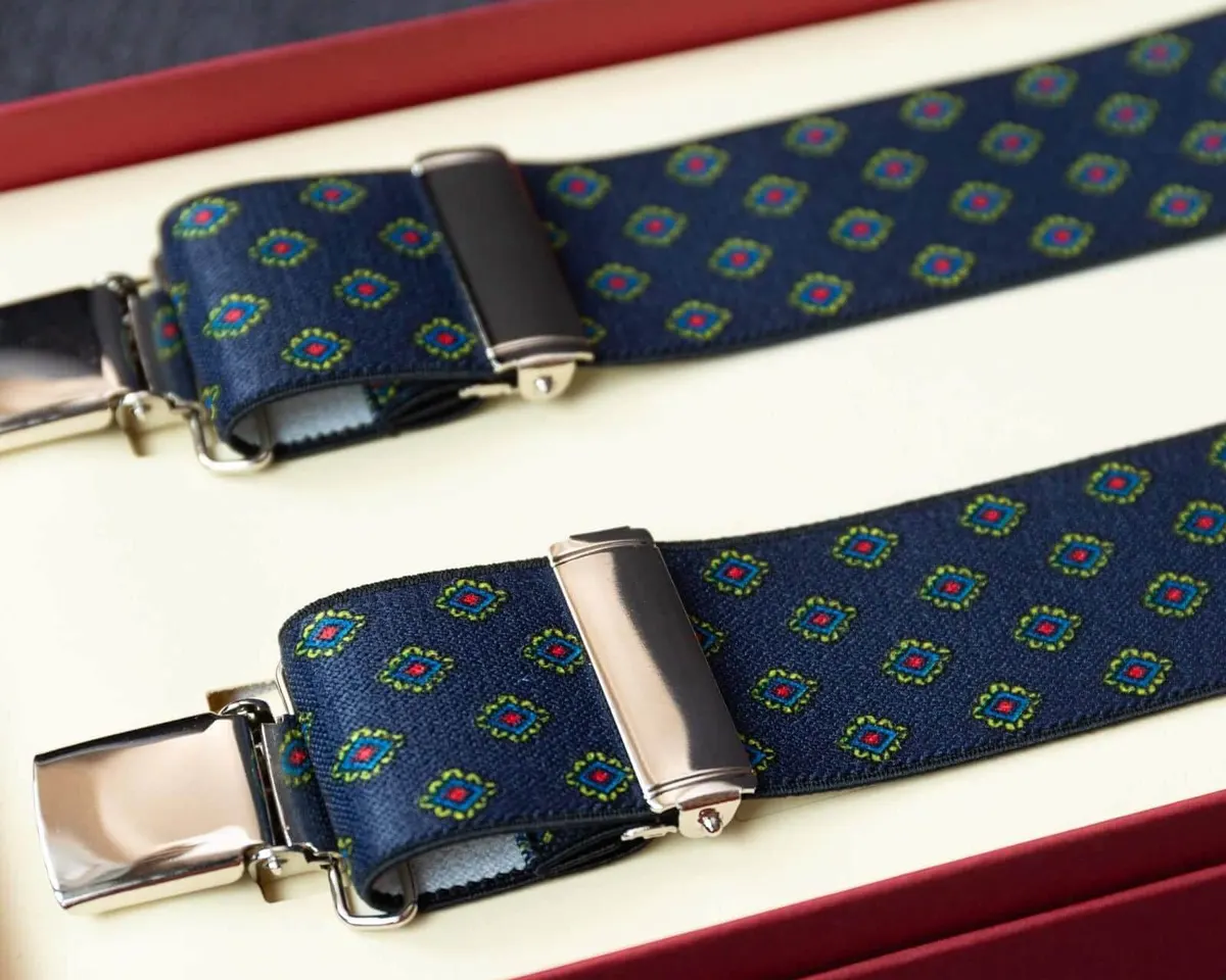 Hosenträger Flex Pattern Blue Clips