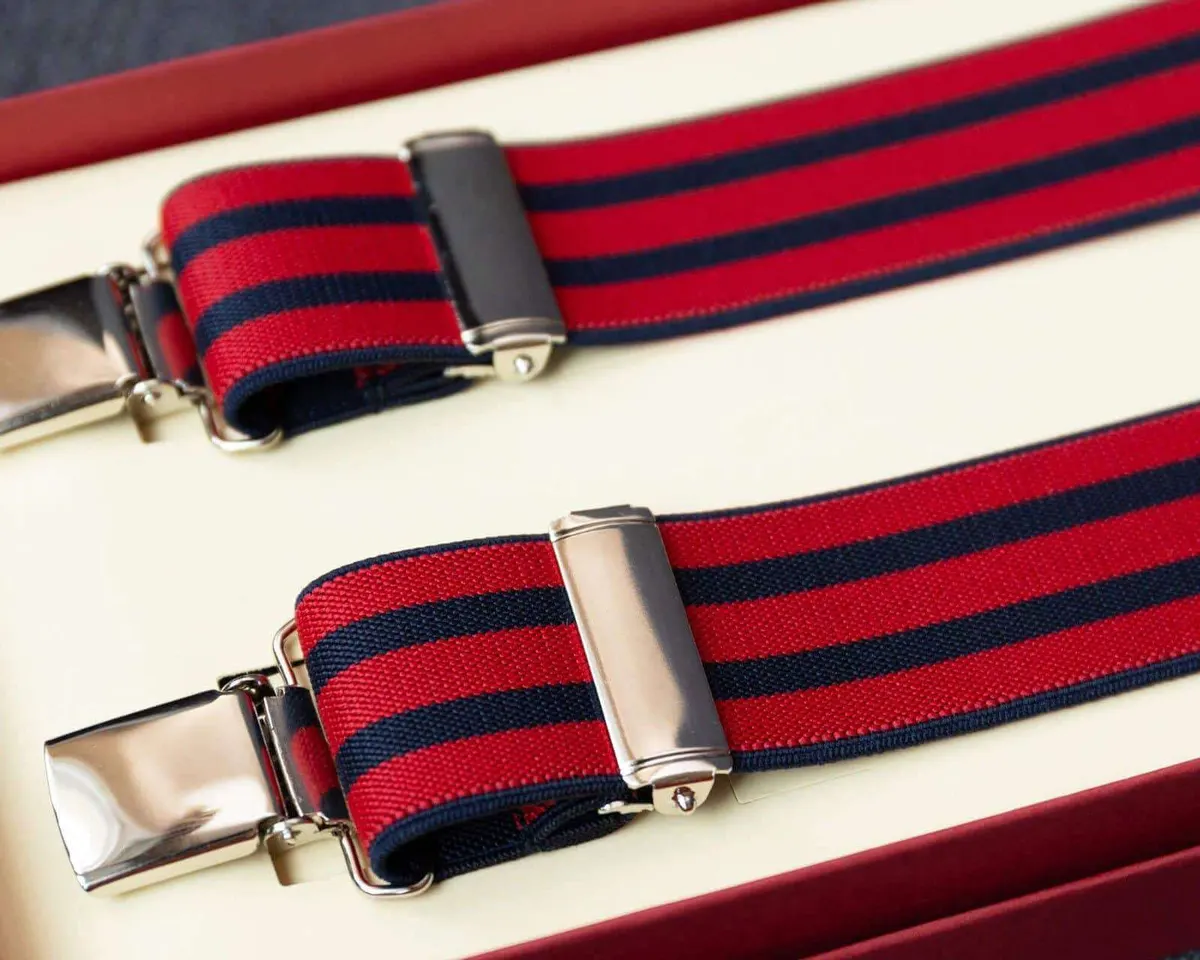Hosenträger Flex Two Stripe Red Clips