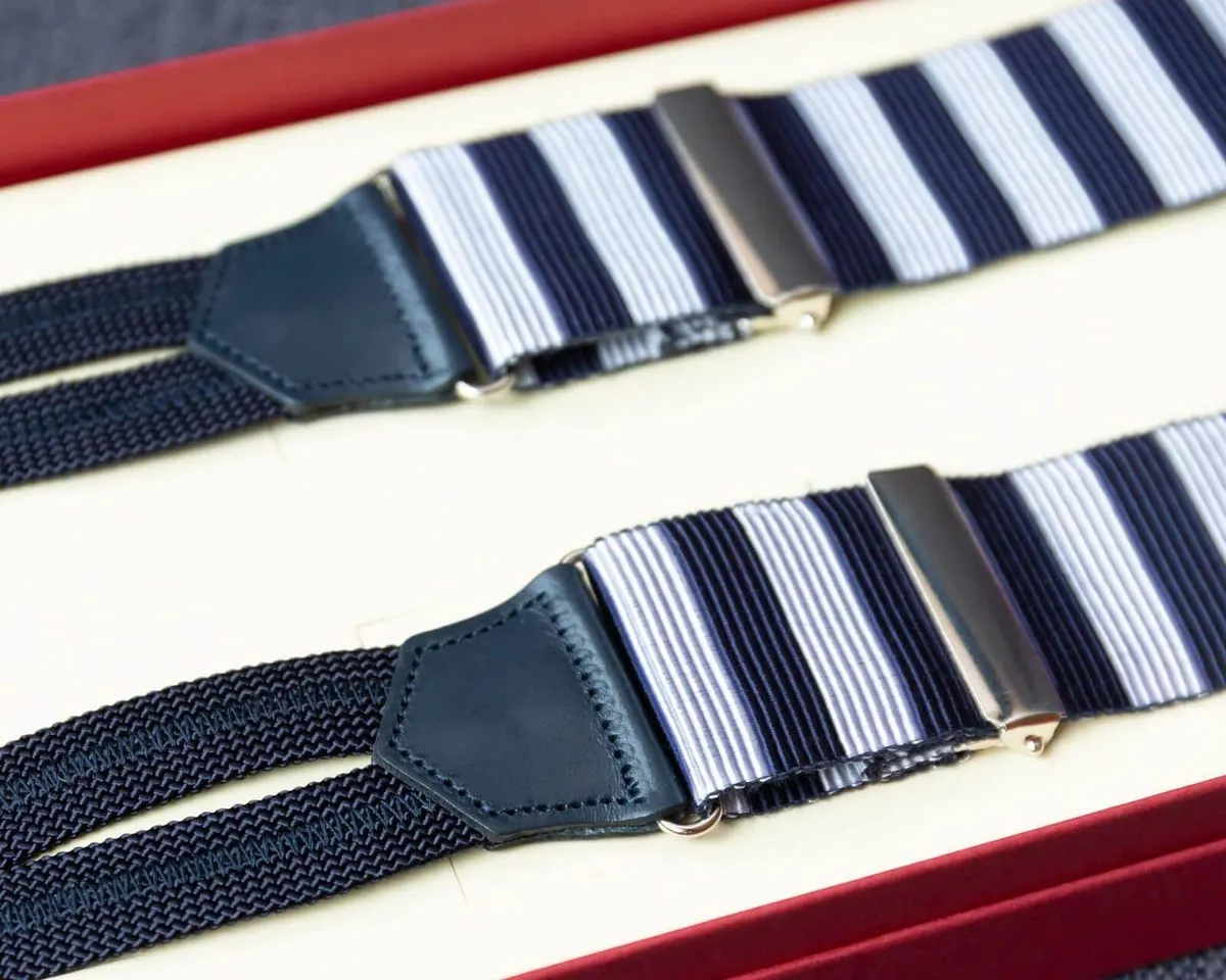 Hosenträger Ripsband Stripes Silver Classic