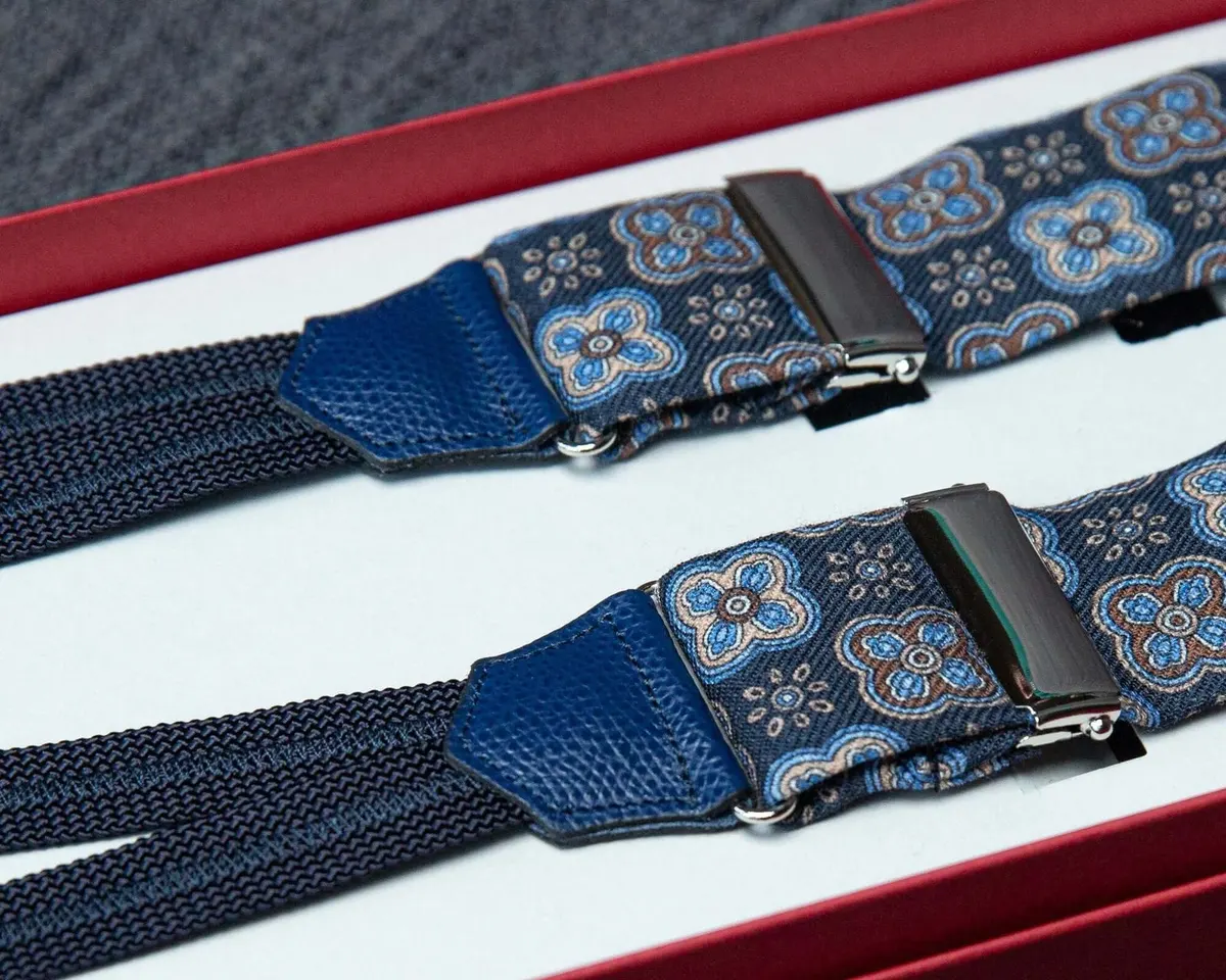 Hosenträger Wolle Flowers Blue Classic