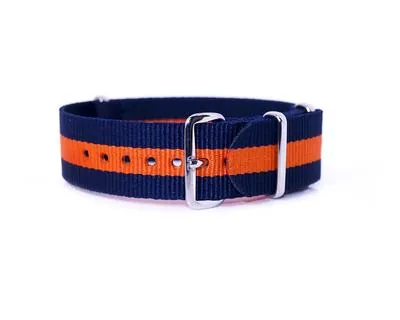 Gestreifte Nato-Straps Dunkelblau Orange (20mm)