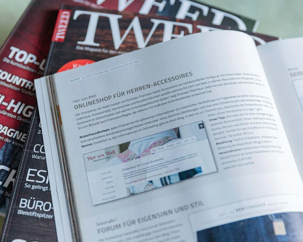 Tweed Magazin Die besten Herrenausstatter - Herr von Welt Onlineshop