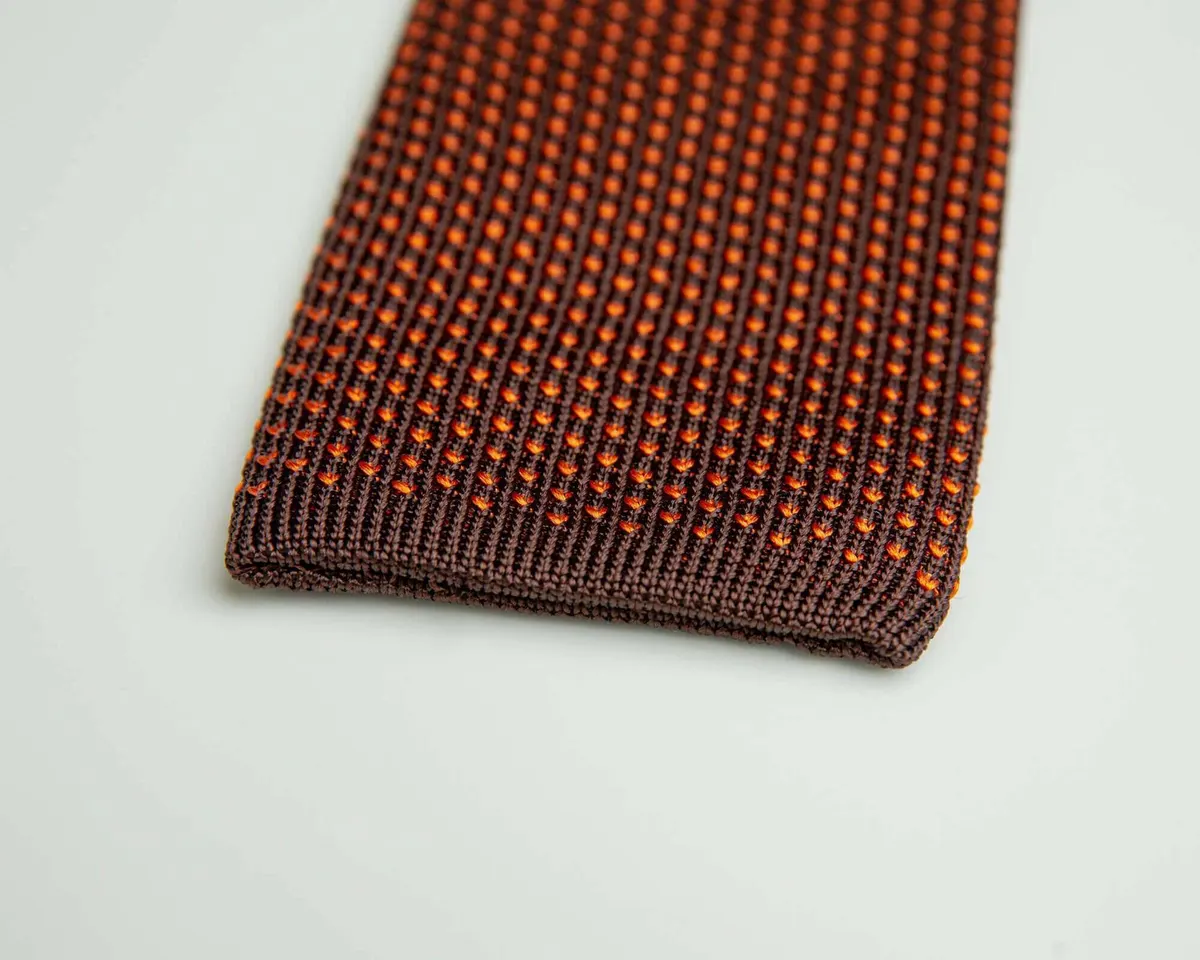 Strickkrawatte Puntino Lontra / Arancio - Ansicht 3