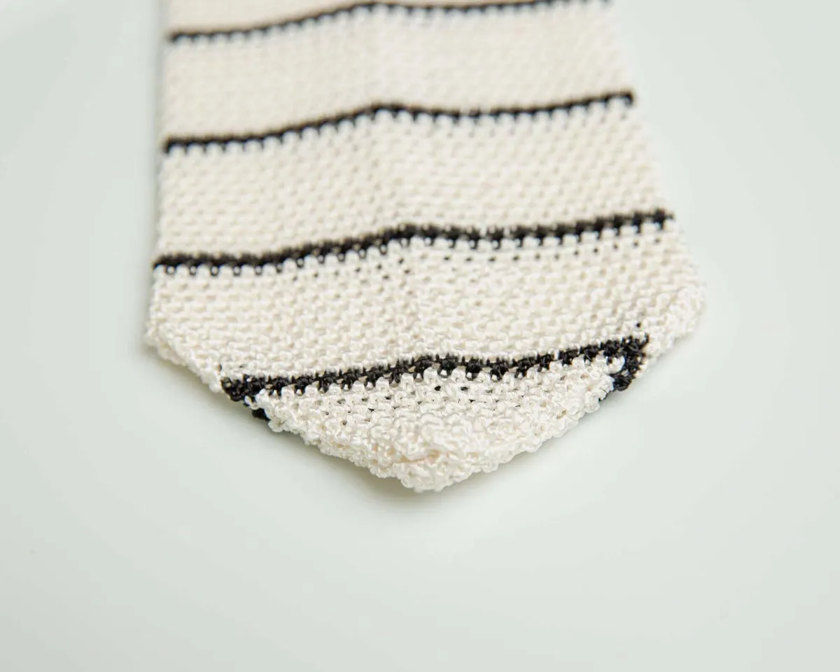 Strickkrawatte Regiment Bianco / Nero - Ansicht 2
