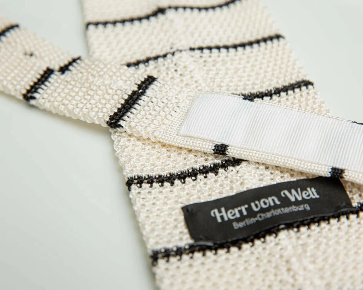 Strickkrawatte Regiment Bianco / Nero - Ansicht 3