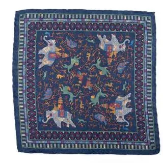 Pocket handkerchief Elephant Rust - representative image, shown here: Pocket Square Elephant Dark Blue