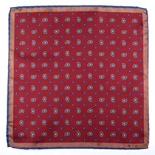 Pocket Square Gepard Wine Red - representative image, shown here: Pocket Square Botteh Dark Red