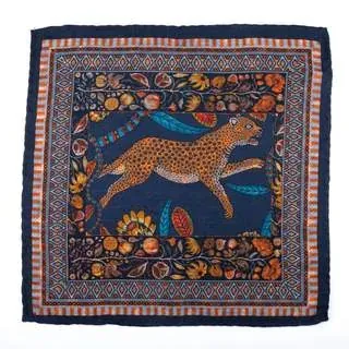 Pocket Square Gepards Dark Blue - representative image, shown here: Pocket Square Cheetah Dark Blue