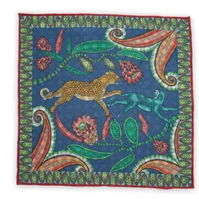 Pocket square Jungle Blue - representative image, shown here: Pocket square Cheetah Blue