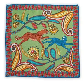 Pocket square Jungle Green - representative image, shown here: Pocket square Cheetah Green