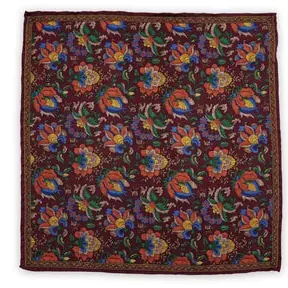 Pocket square Palm Tree Burgundy - representative image, shown here: Pocket square Flowers Burgundy