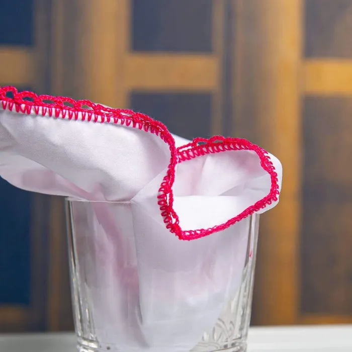 Pocket Square Silk Pink - representative image, shown here: Pocket Square Crochet Pink