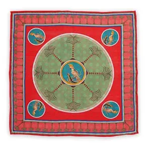 Pocket Square Silk Red - representative image, shown here: Pocket square Cockatoo Red