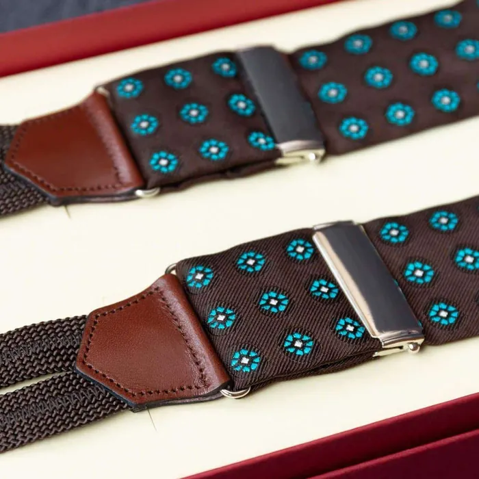 Suspenders Silk Cravat Brown Dots Classic a - representative image, shown here: Suspenders Cravat Brown Classic b
