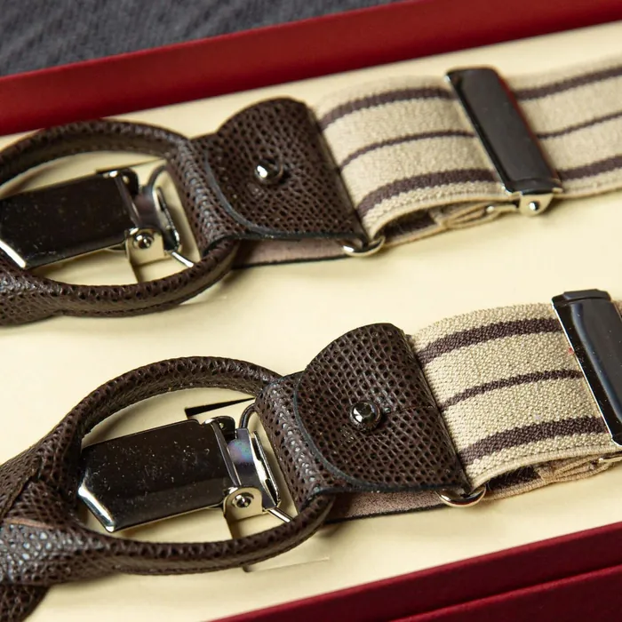Suspenders Flex Dots Brown Combine - representative image, shown here: Suspenders Flex Regiment Beige Brown Combine