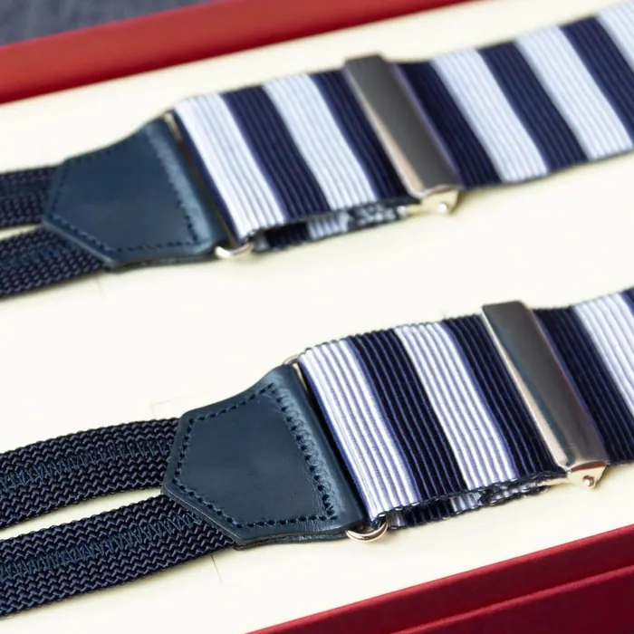  - representative image, shown here: Suspenders grosgrain ribbon Silkstripes Silver Classic