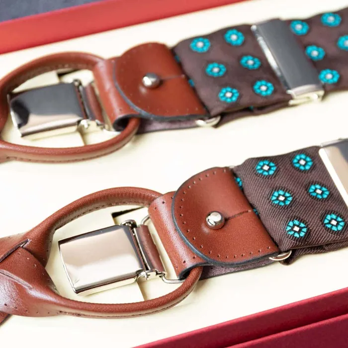 Suspenders Silk Cravat Brown Dots Combine - representative image, shown here: Suspenders Cravat Brown Combine b