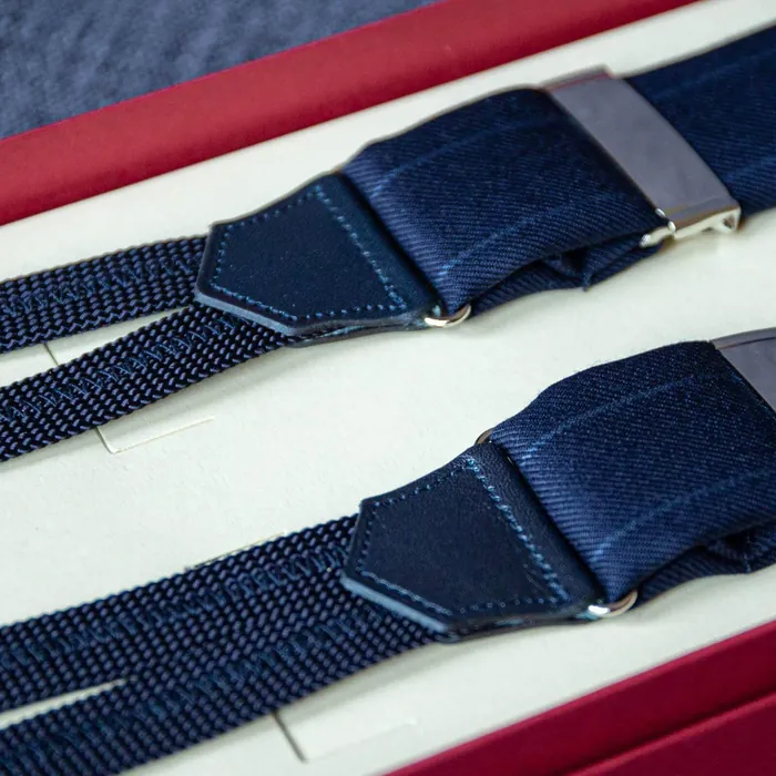 Suspenders Wool Bluestripe Classic a - representative image, shown here: Suspenders Wool Bluestripe Classic b