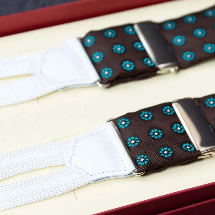 Suspenders Silk Cravat Brown Dots Classic b - representative image, shown here: Suspenders Cravat Brown Classic