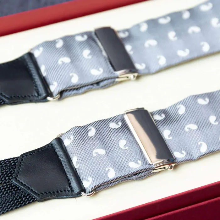 Suspenders Paisley Light Gray Combine - representative image, shown here: Suspenders Paisley Gray Classic