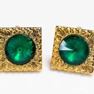 Cufflinks glass crystal green g - representative image, shown here: Manschettenknöpfe Glaskristall Grün f