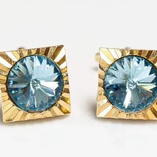 Cufflinks glass crystal light blue a - representative image, shown here: Cufflinks glass crystal light blue b