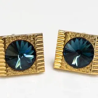 Cufflinks glass crystal petrol b - representative image, shown here: Cufflinks glass crystal petrol a