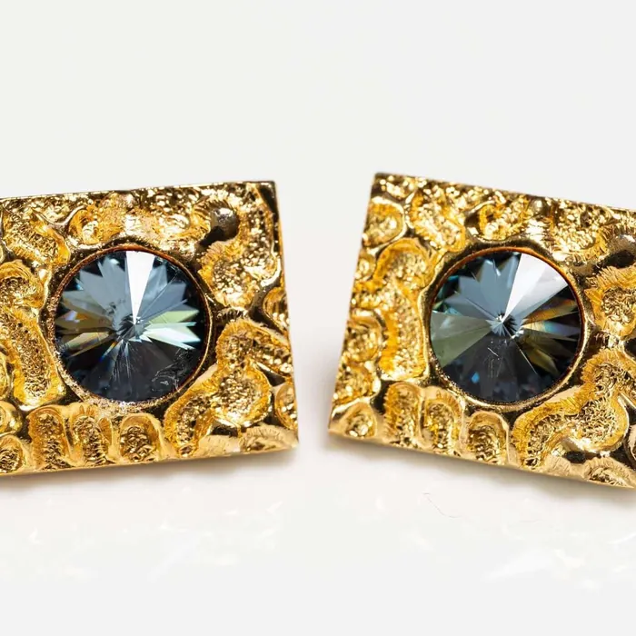 Cufflinks glass crystal star blue - representative image, shown here: Cufflinks glass crystal blue-gray b
