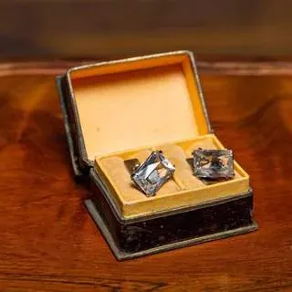 Cufflinks glass stones "rock crystal" d - representative image, shown here: Cufflinks rock crystal rectangle