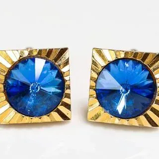 Cufflinks glass stones oval blue - representative image, shown here: Manschettenknöpfe Glaskristall Blau c