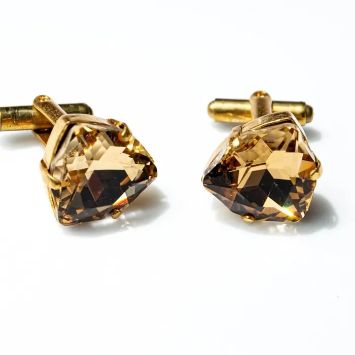 Cufflinks glass crystal purple a - representative image, shown here: Cufflinks Glass Crystal Shield "Gold"